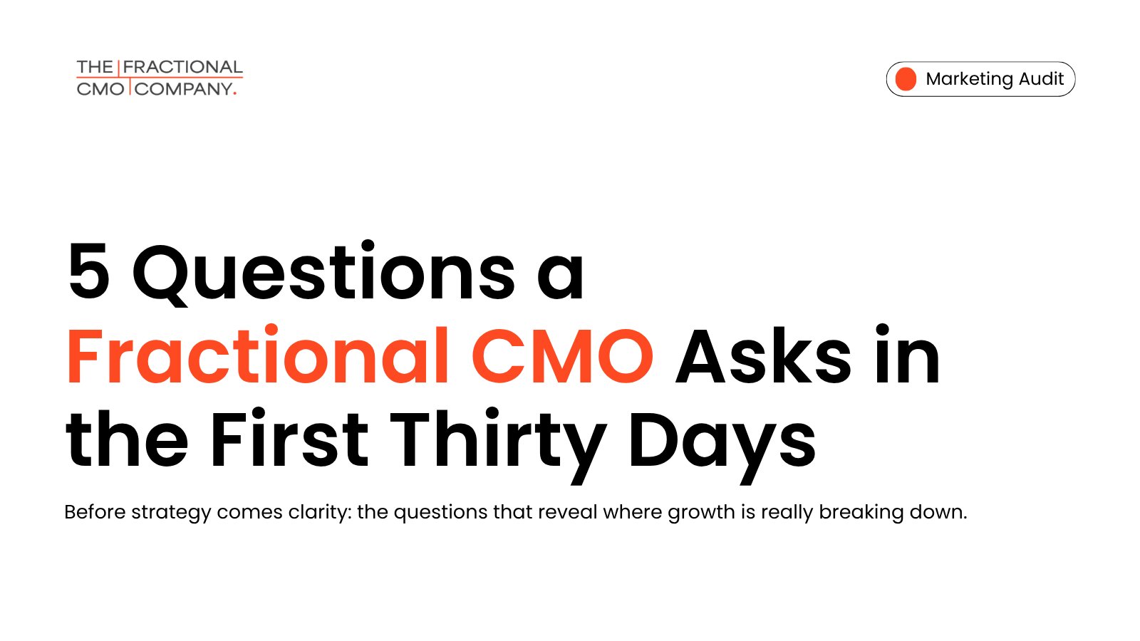 5 Questions a Fractional CMO Asks in the First 30 Days