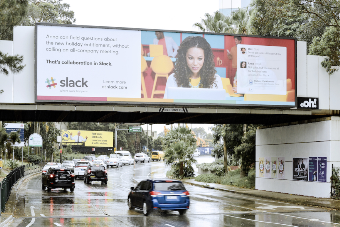 Slack positioned as the colorful, collaborative alternative to rigid enterprise communication tools