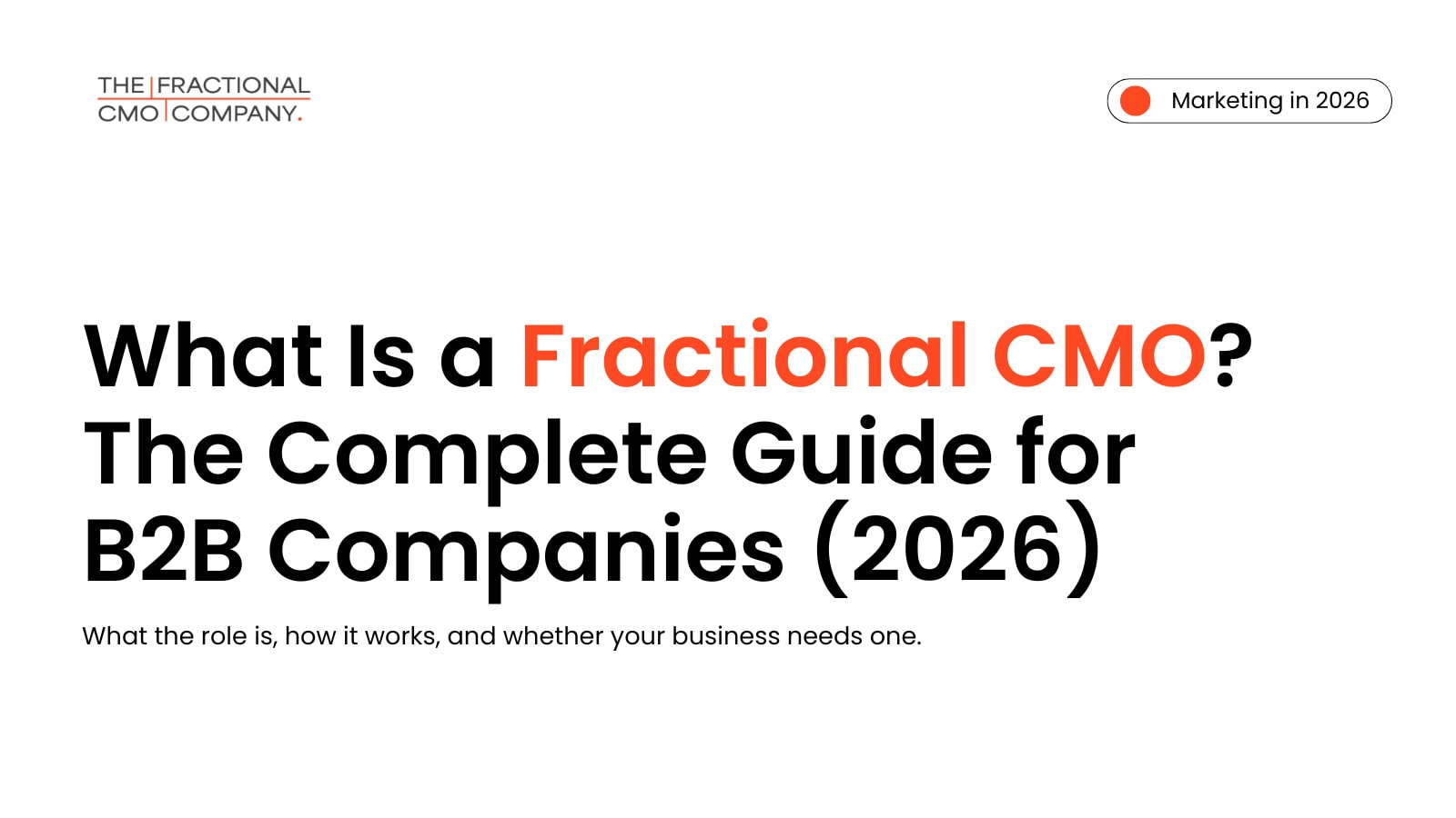 What Is a Fractional CMO? The Complete Guide for B2B Companies (2026)